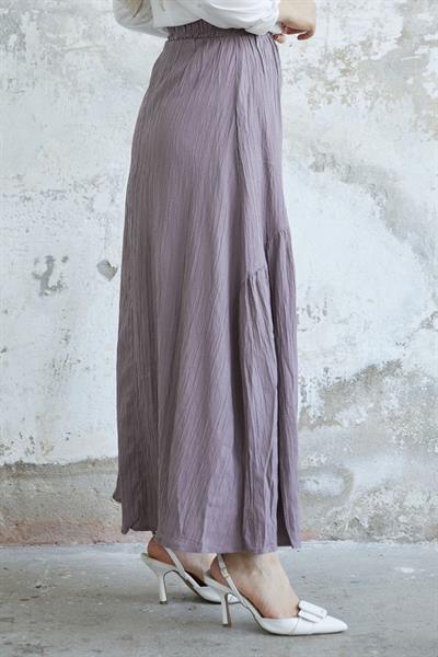 Arina Bias Detail Pleated Skirt - Soft Brown