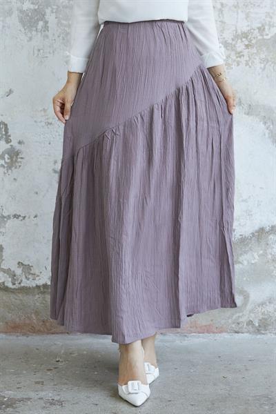 Arina Bias Detail Pleated Skirt - Soft Brown