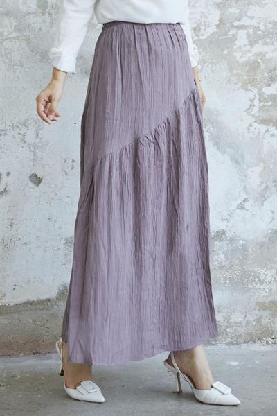 Arina Bias Detail Pleated Skirt - Soft Brown