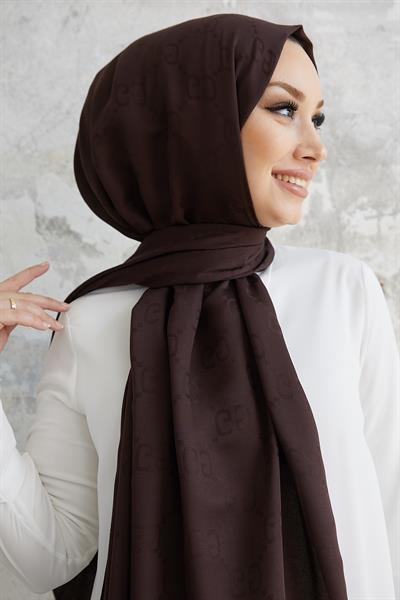 Ariva G Desen Jakarlı Pamuklu Şal - Acı Kahve