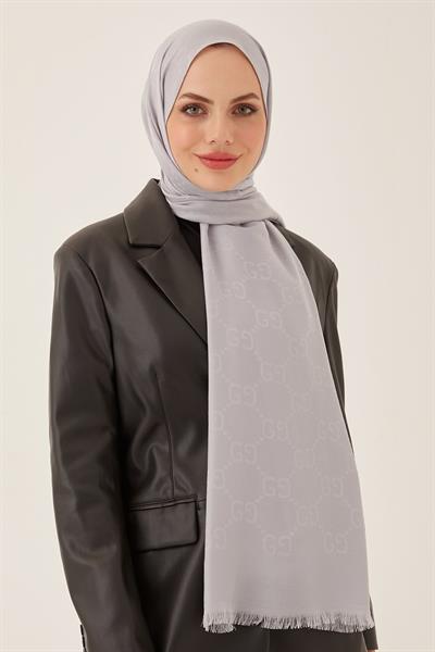 Ariva G Desen Jakarlı Pamuklu Şal - Gri
