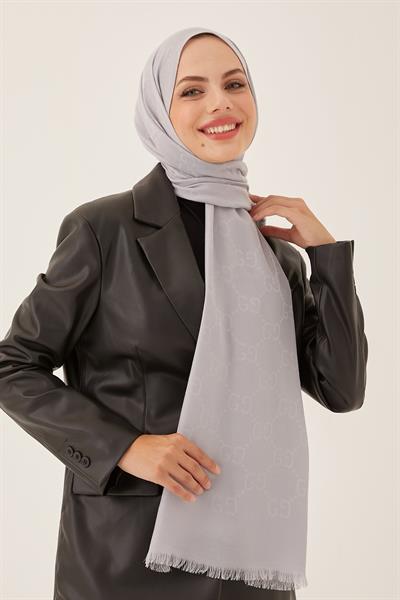 Ariva G Desen Jakarlı Pamuklu Şal - Gri