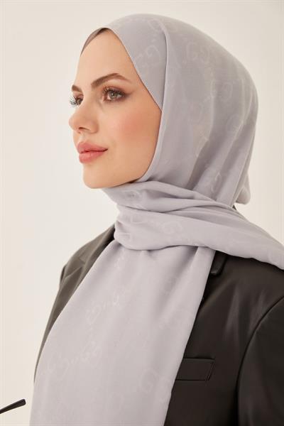 Ariva G Desen Jakarlı Pamuklu Şal - Gri