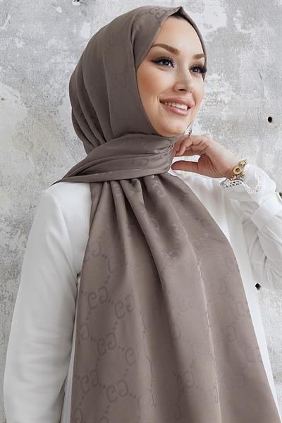 Ariva G Desen Jakarlı Pamuklu Şal - Krema