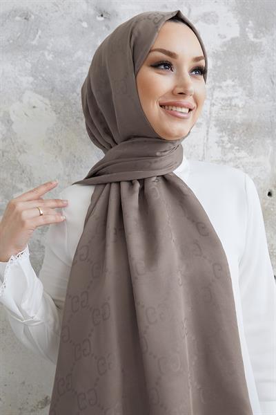 Ariva G Desen Jakarlı Pamuklu Şal - Krema