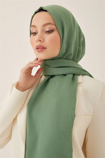 Ariva G Desen Jakarlı Pamuklu Şal - Mint