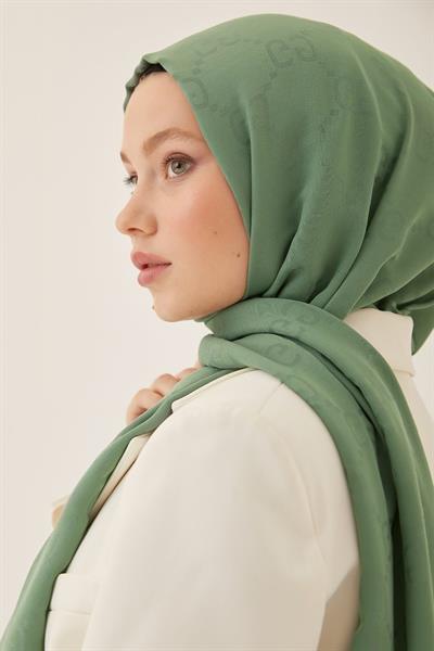 Ariva G Desen Jakarlı Pamuklu Şal - Mint