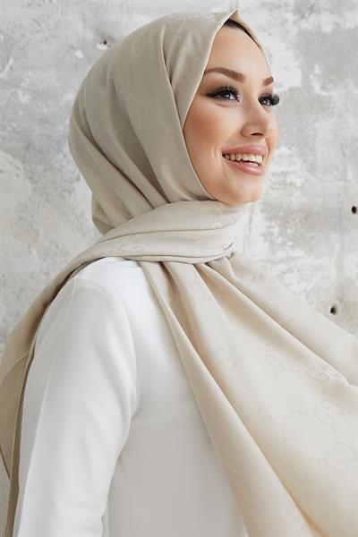 Ariva G Desen Jakarlı Pamuklu Şal - Taş