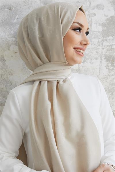 Ariva G Desen Jakarlı Pamuklu Şal - Taş