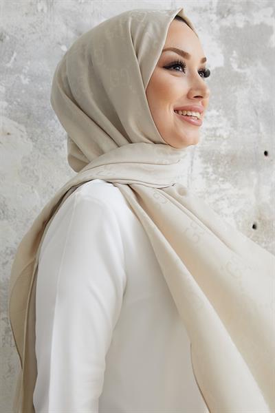 Ariva G Desen Jakarlı Pamuklu Şal - Taş