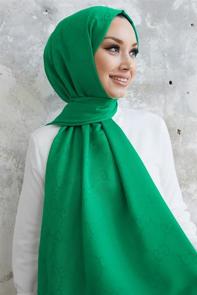 Ariva G Desen Jakarlı Pamuklu Şal - Yeşil