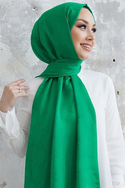 Ariva G Desen Jakarlı Pamuklu Şal - Yeşil