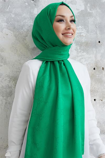 Ariva G Desen Jakarlı Pamuklu Şal - Yeşil