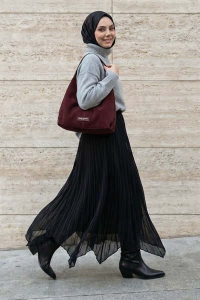 Asimetrik Siyah Tül Etek