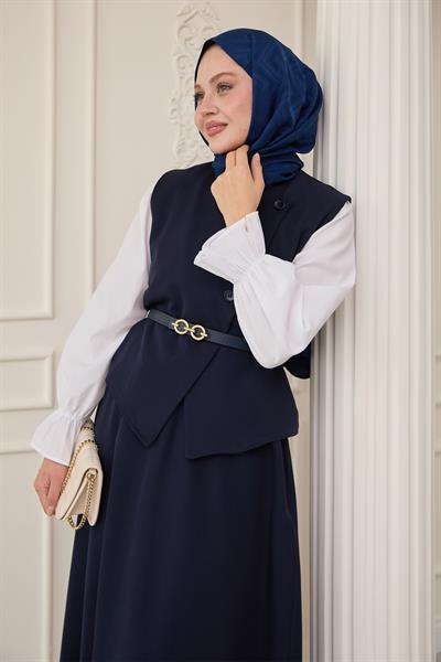 Asimetrik Yelekli ikili Takım Lacivert