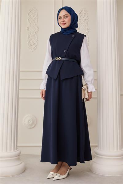 Asimetrik Yelekli ikili Takım Lacivert