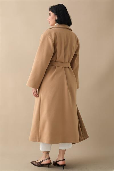 Astarlı Gizli Patlı Kuşaklı Camel Kaşe Kaban