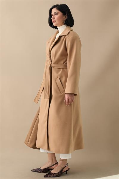 Astarlı Gizli Patlı Kuşaklı Camel Kaşe Kaban