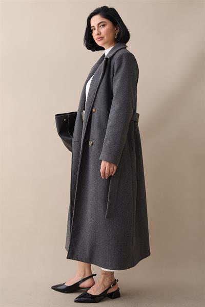 Astarlı Kaşe Kruvaze Antrasit Kaban