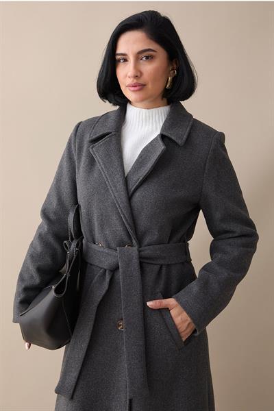 Astarlı Kaşe Kruvaze Antrasit Kaban