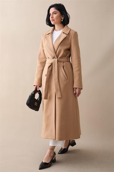 Astarlı Kaşe Kruvaze Camel Kaban