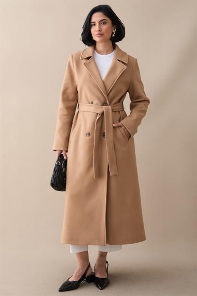 Astarlı Kaşe Kruvaze Camel Kaban