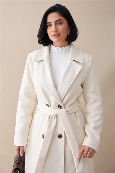 Astarlı Kaşe Kruvaze Krem Kaban