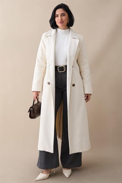 Astarlı Kaşe Kruvaze Krem Kaban