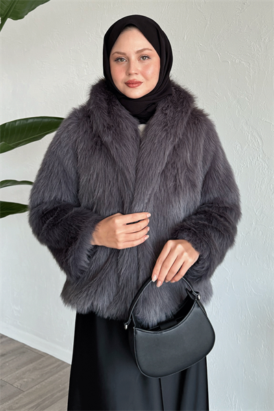 Astarlı Kısa Antrasit Kürk