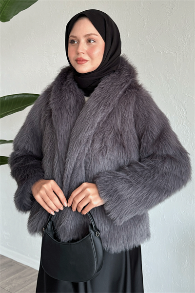 Astarlı Kısa Antrasit Kürk