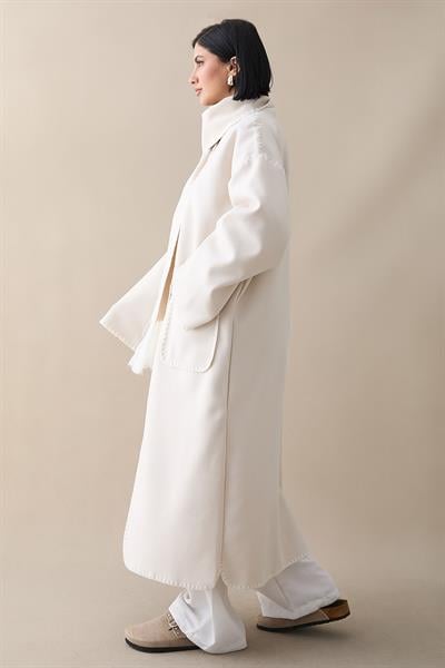 Atkılı Cepli Kaşe Uzun Taş Ceket