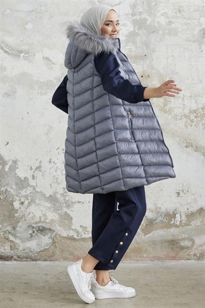 Axel Kapişonlu Şişme Yelek - Gri