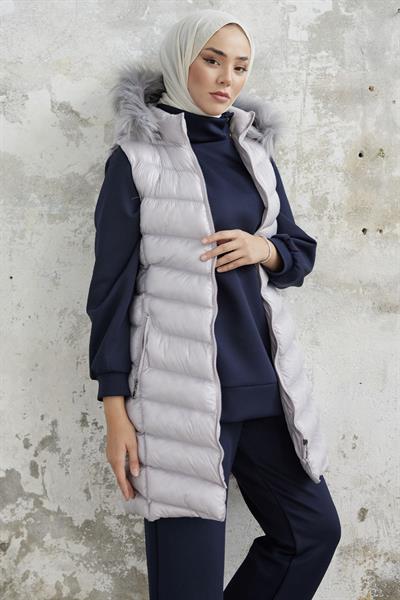 Axel Kapişonlu Şişme Yelek - Gümüş