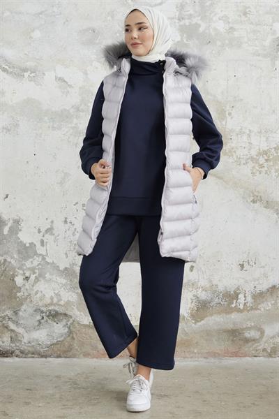 Axel Kapişonlu Şişme Yelek - Gümüş