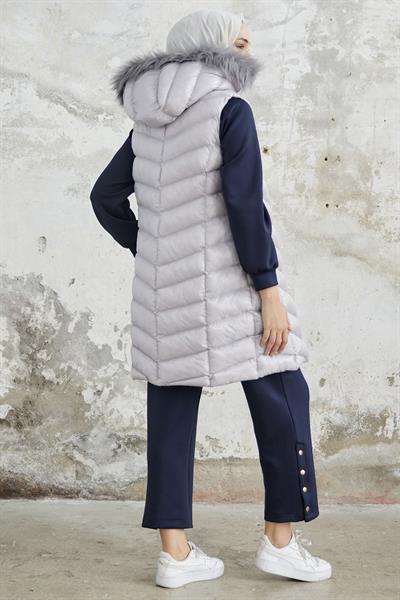 Axel Kapişonlu Şişme Yelek - Gümüş