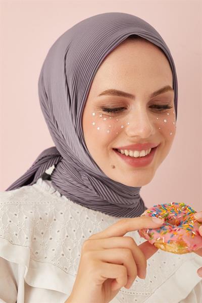 Ayla Piliseli Eşarp - Koyu Gri