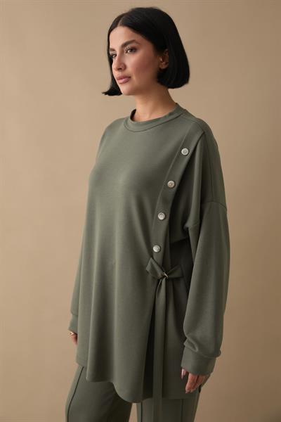 Bağlama Detay Çıtçıtlı Haki Oyşo Takım