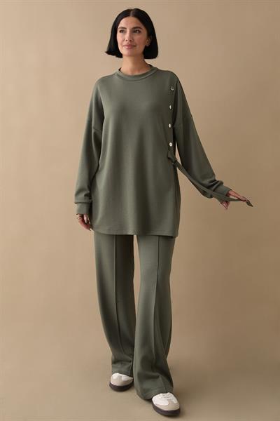 Bağlama Detay Çıtçıtlı Haki Oyşo Takım