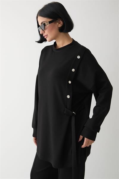 Bağlama Detay Çıtçıtlı Siyah Oyşo Takım