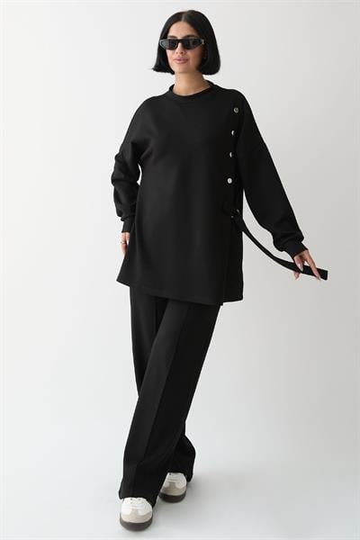 Bağlama Detay Çıtçıtlı Siyah Oyşo Takım