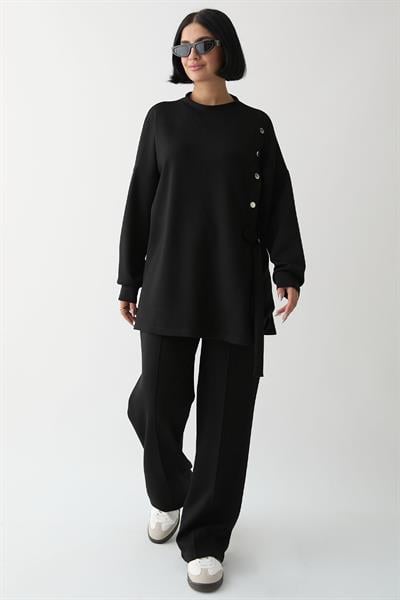 Bağlama Detay Çıtçıtlı Siyah Oyşo Takım