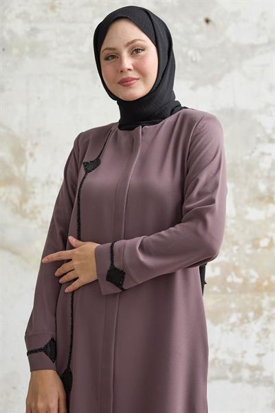 Baklava detay Taş Gül Kurusu Ferace