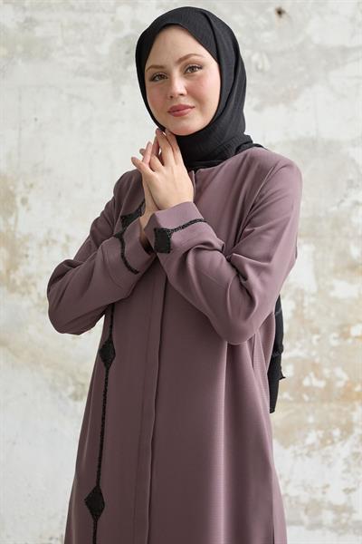 Baklava detay Taş Gül Kurusu Ferace