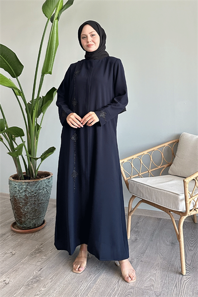 Baklava Detay Taş Lacivert Ferace