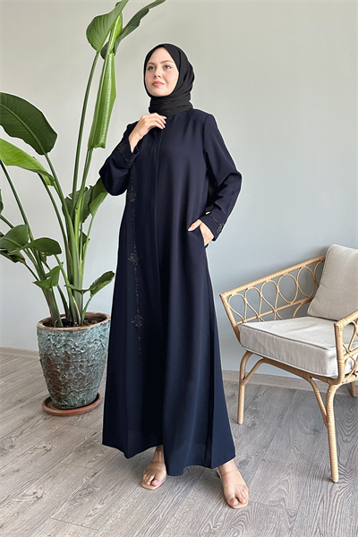 Baklava Detay Taş Lacivert Ferace