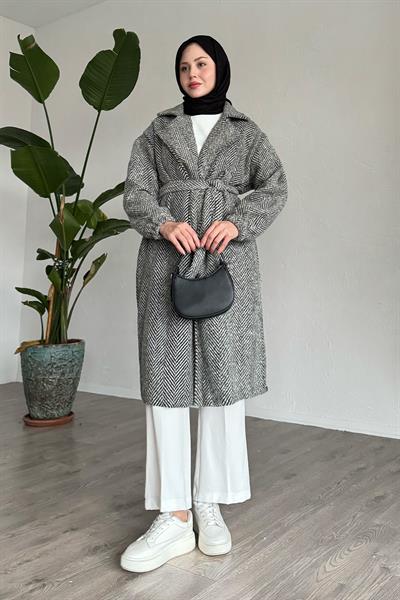 Balıksırtı Mint Kaşe Kaban