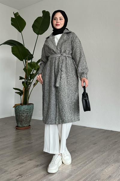 Balıksırtı Mint Kaşe Kaban