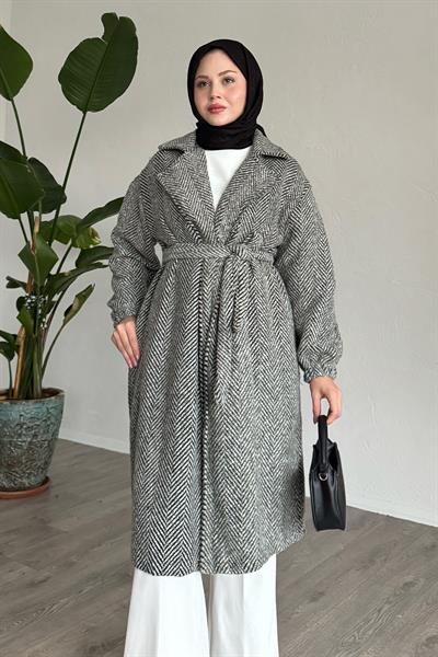 Balıksırtı Mint Kaşe Kaban