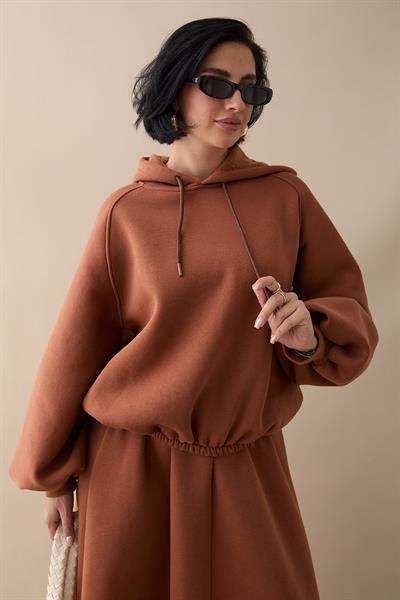 Balon Kol Sweat Etekli Camel Takım