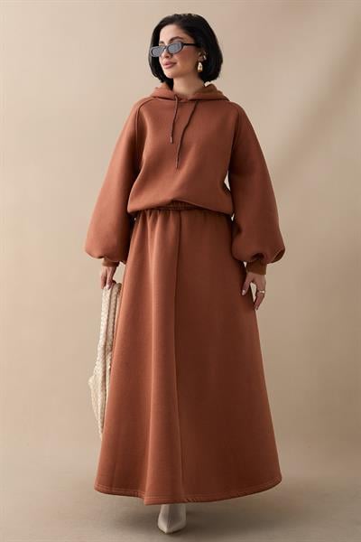 Balon Kol Sweat Etekli Camel Takım